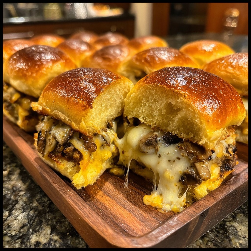 Garlicky Mushroom and Gruyère Sliders
