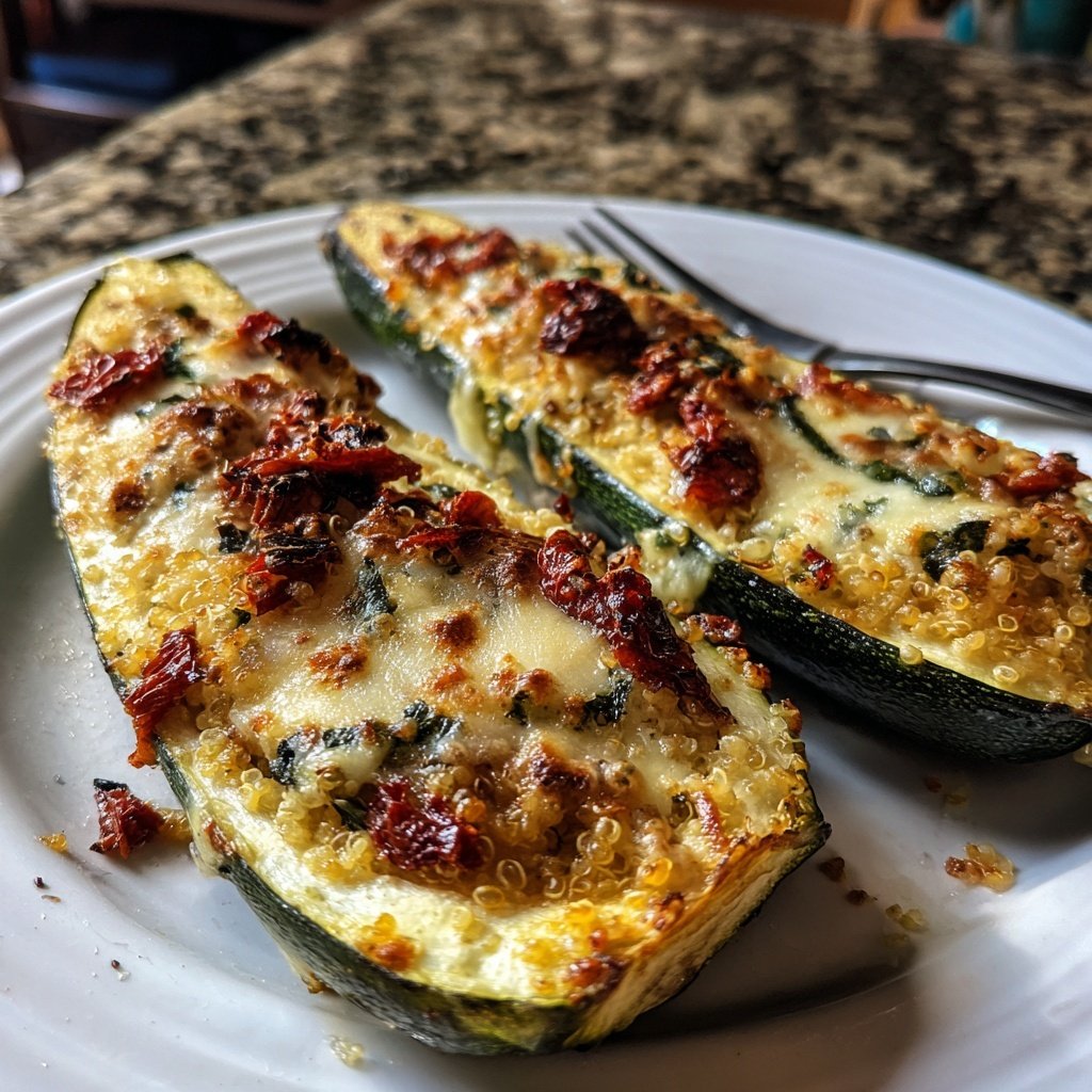 Savory Quinoa Stuffed Zucchini