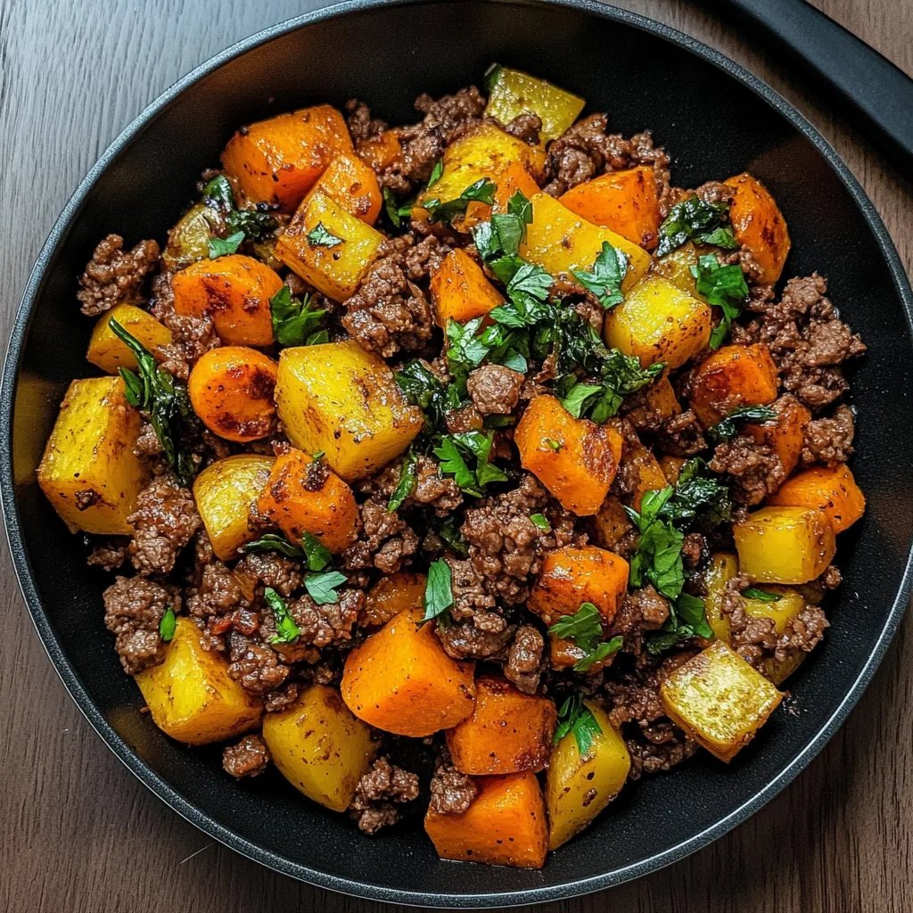 Easy Ground Beef and Sweet Potato Skillet