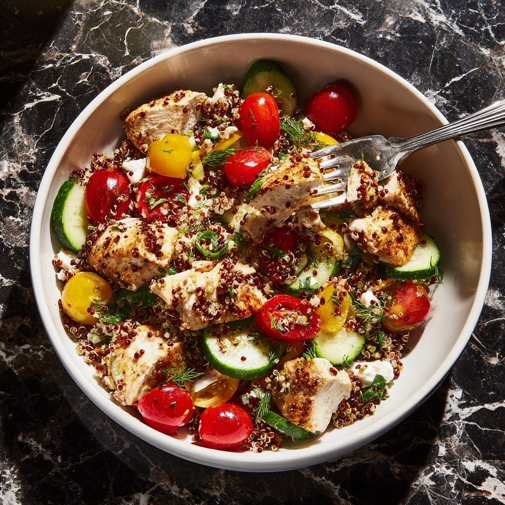 Greek Chicken Red Quinoa Salad