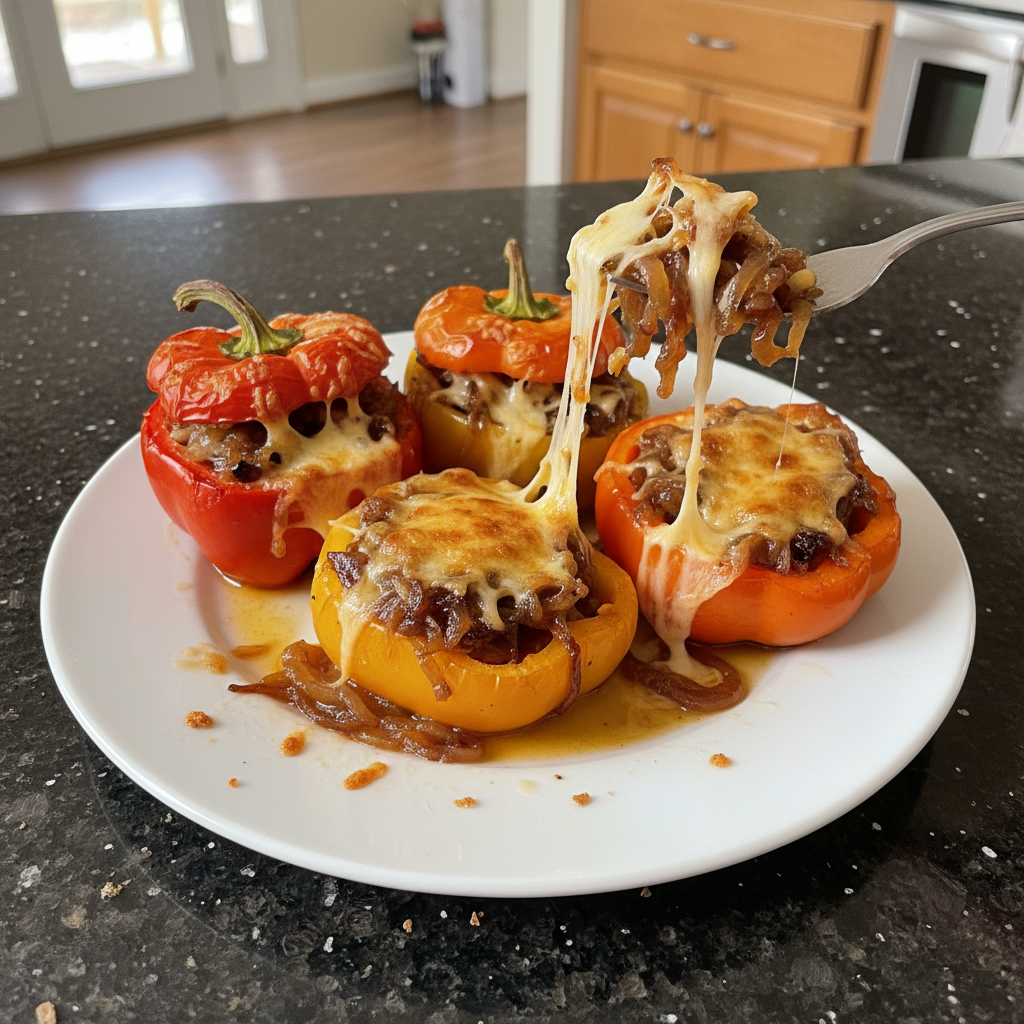 Savory Caramelized Onion Stuffed Peppers