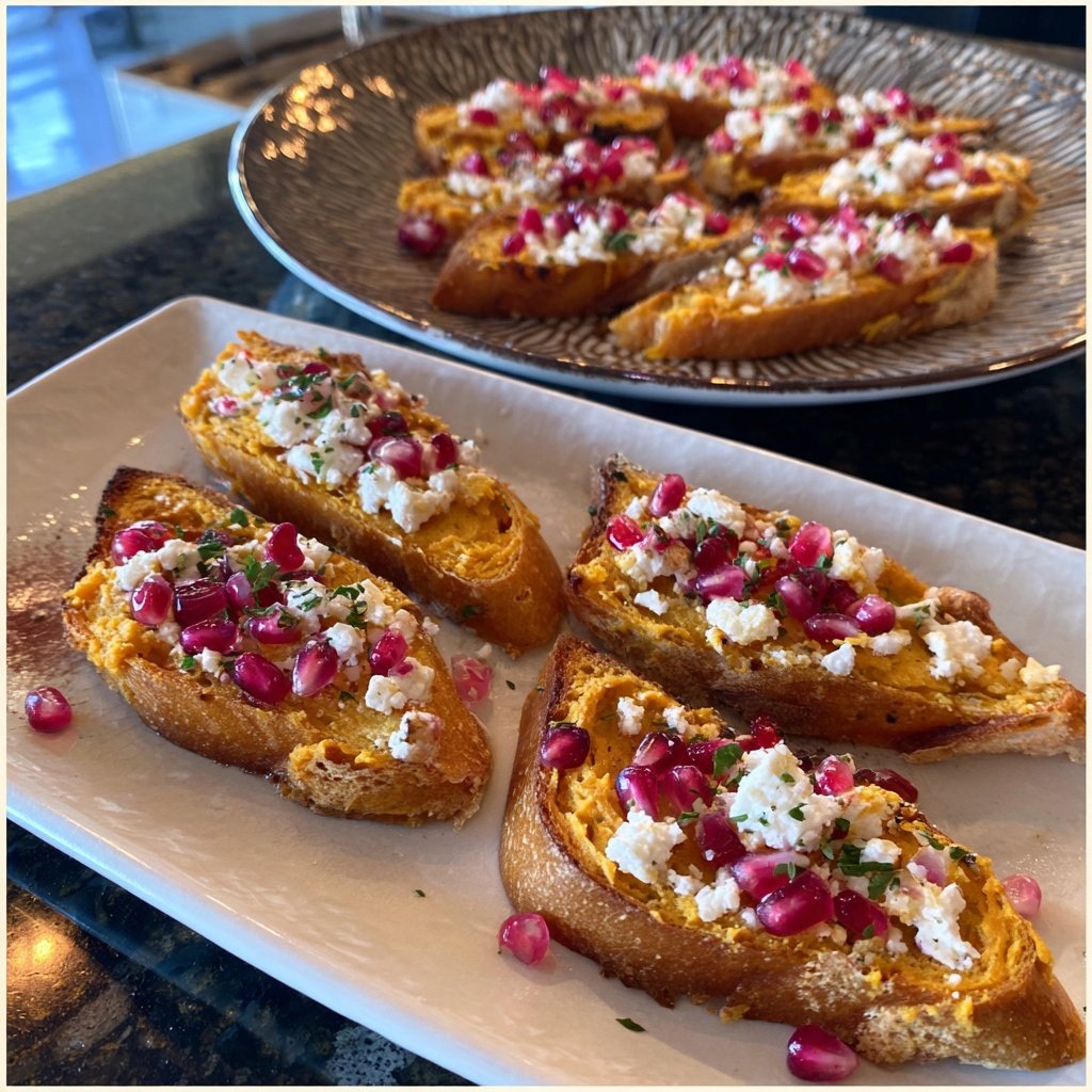 Sweet Potato Pomegranate Crostini