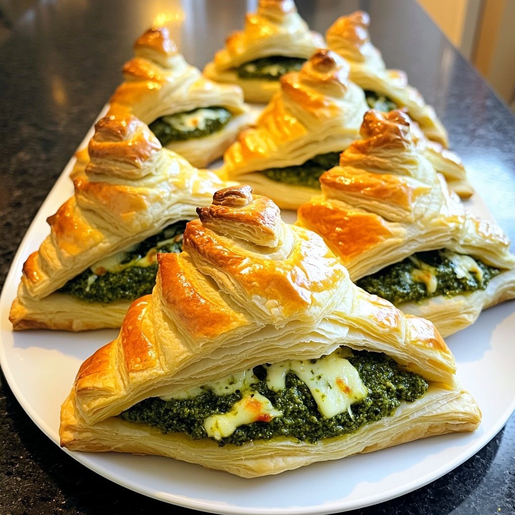 Puff Pastry Christmas Trees with Pesto and Cheese