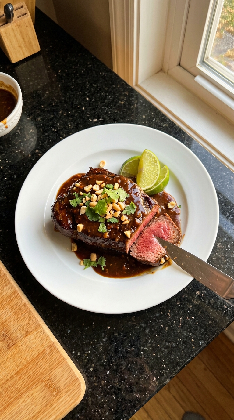 Filet Mignon with Thai Peanut Sauce