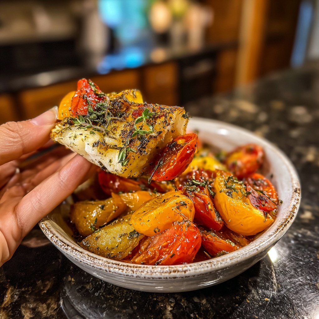 Baked Cod Tomato Medley