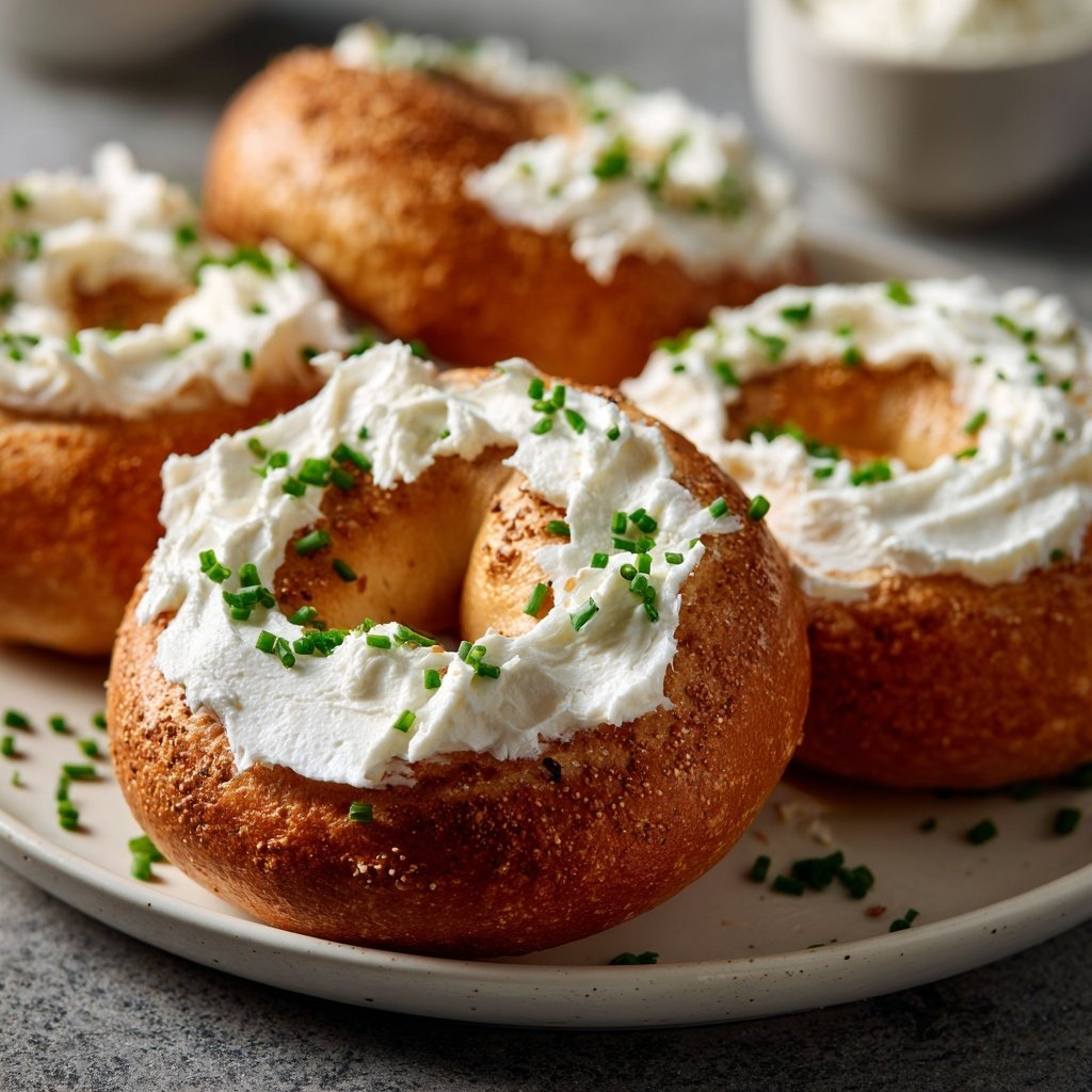 High Protein Bagels with Cream Cheese Spread