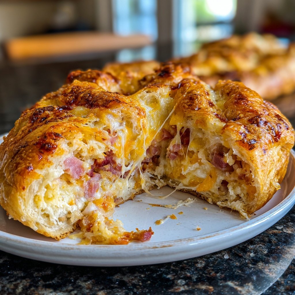 Ham and Cheese Breakfast Croissant Bake​