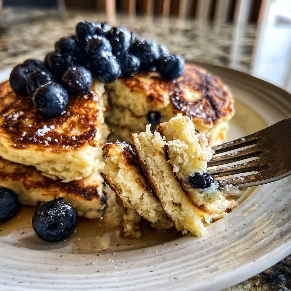 Cottage Cheese Pancakes with Blueberries