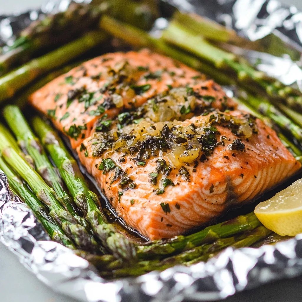 Herb Butter Salmon and Asparagus Foil Packs
