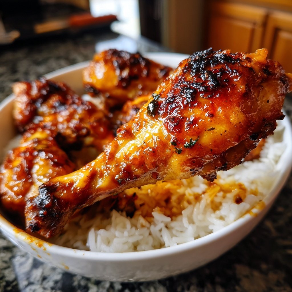 Honey Soy Chicken Drumsticks with Rice