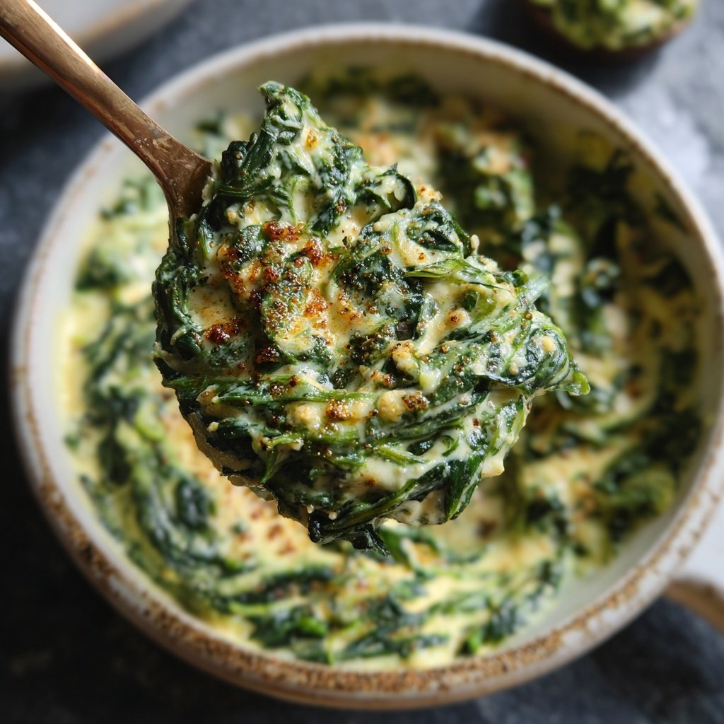 Creamed Spinach with Nutmeg Topping