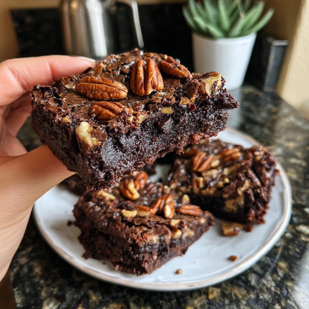 Sourdough Discard Brownies with Pecan Topping