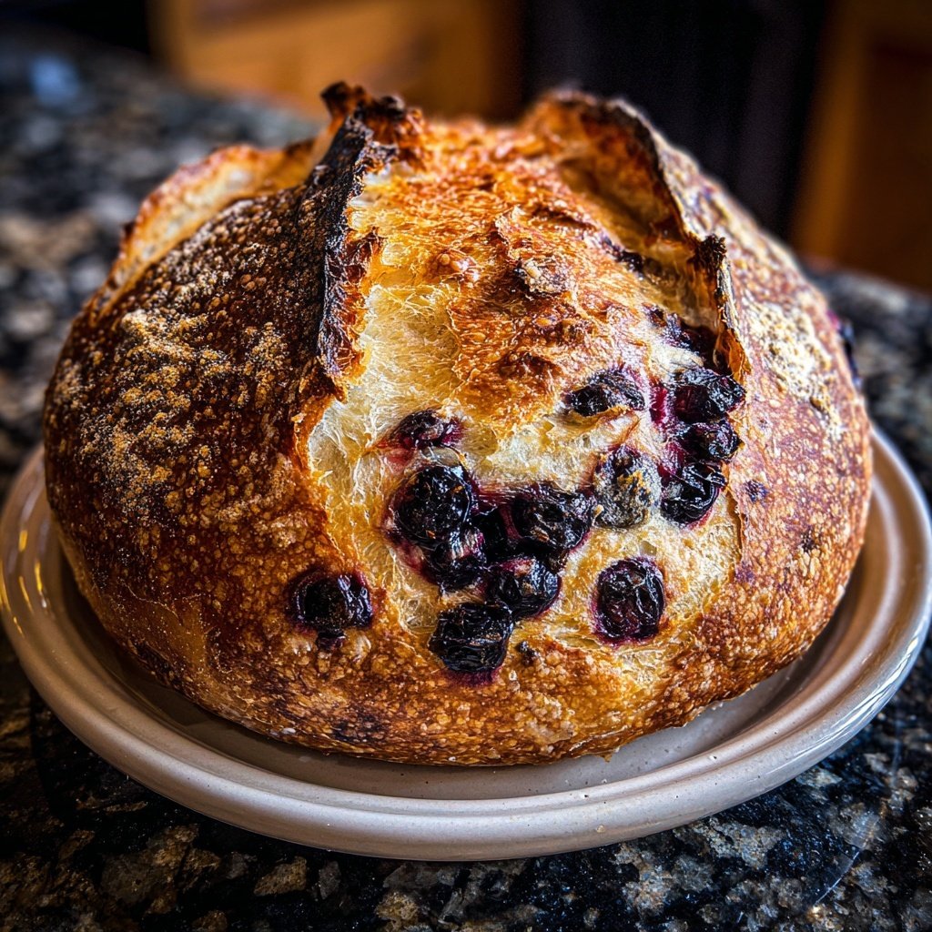 Lemon Blueberry Sourdough with Polenta Topping