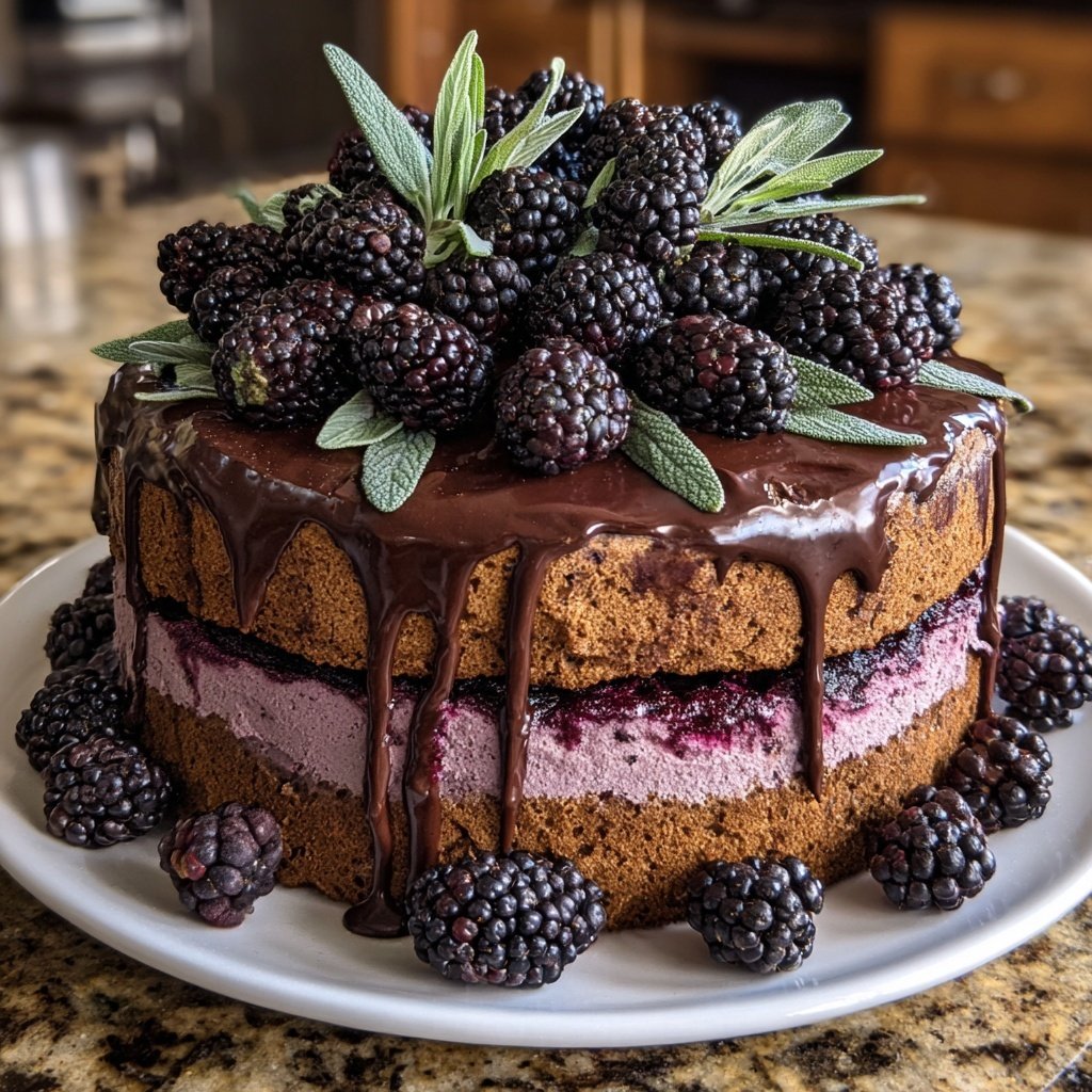 Blackberry Sage Chocolate Cake