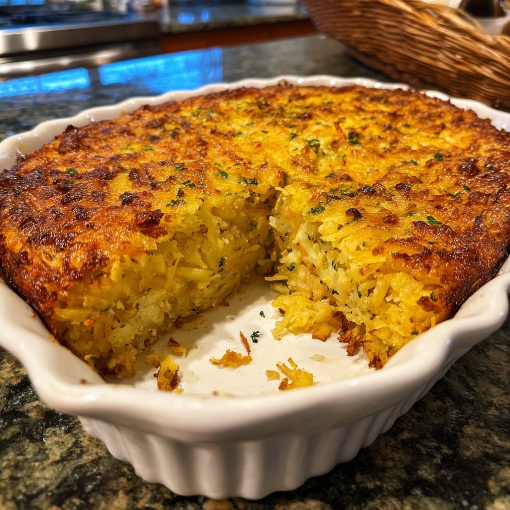 Cheesy Broccoli Hashbrown Bake Vegan