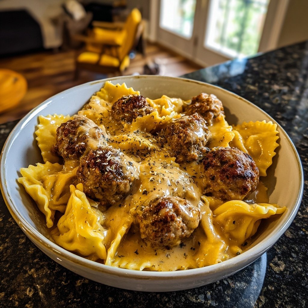 Pierogi and Meatball Skillet Creamy