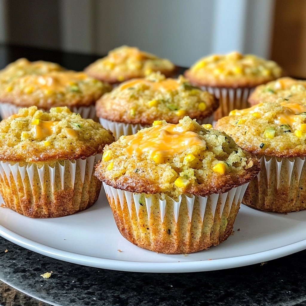 Cheesy Zucchini Cornbread Muffins