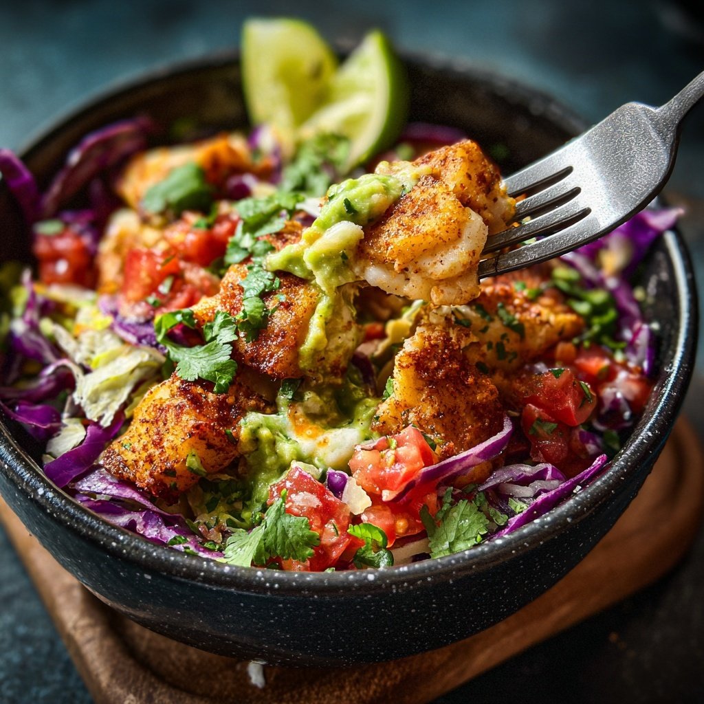 Spicy Fish Taco Bowls with Avocado