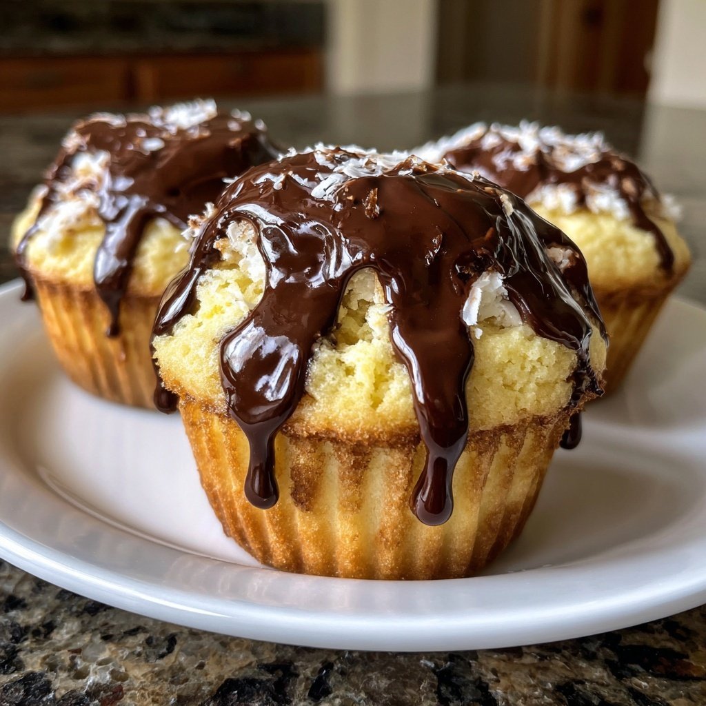 Vanilla Cupcake with Chocolate Drizzle
