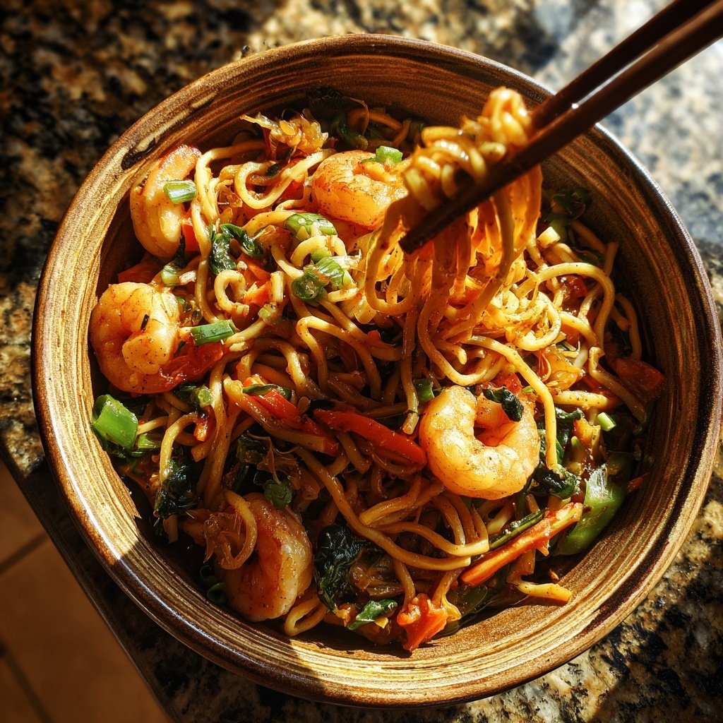 Szechuan Noodles with Shrimp