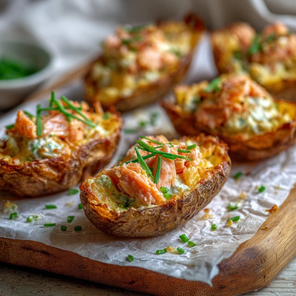 Stuffed Potato Skins with Salmon